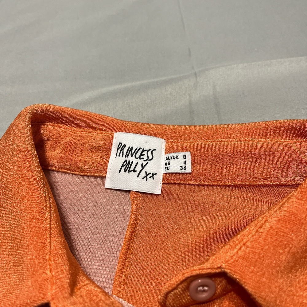 Princess Polly Pink and Orange Button‎ Down Shirt - Picture 3 of 4